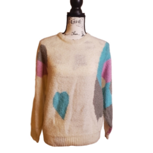 White Stag | VTG White and Pastel Colorblock 80's - 90's Y2K Crew Neck Sweater